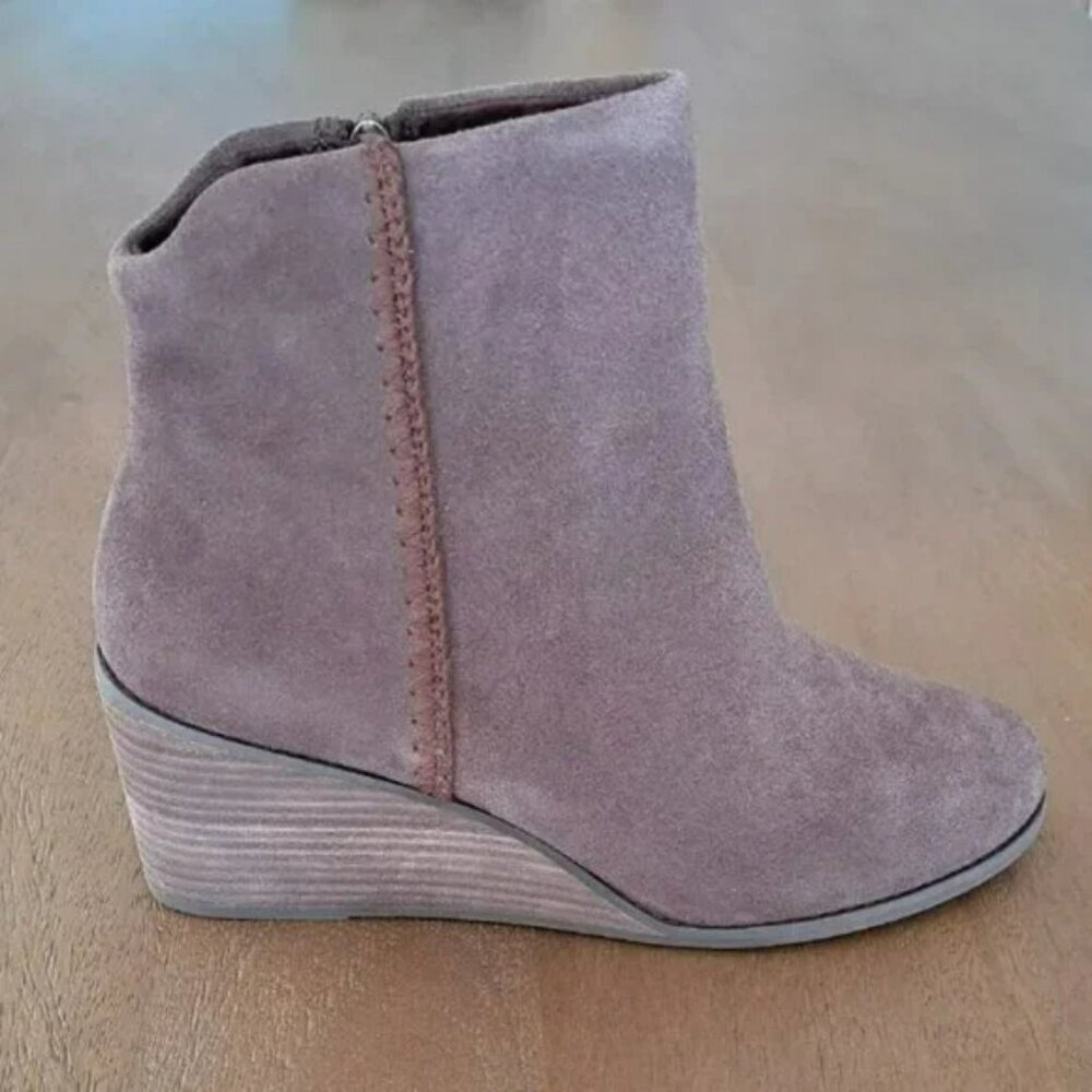 TOMS Joanna Wedge Bootie - Color: Oak Brown Suede - Size: Women 9